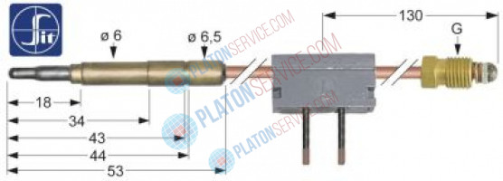 Термоэлемент M9x1 Д 600мм плоский штекер ø6,0 мм с прерывателем паечн. соединение SIT