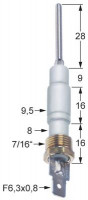 Электрод зажигания Д1  28мм 7/16" присоединение плоский штекер 6,3 мм Д1 ø 95мм