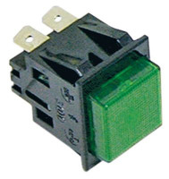 Выключатель нажимной кнопочный монтажные размеры 27,2x22,2 мм зелён. 2NO 250В