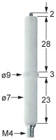Электрод зажигания Д1  2мм для зажима присоединение M4 Д1 ø 7мм Д2 ø 9мм ДК 1 28мм