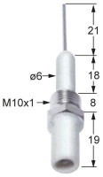Электрод зажигания Д1  21мм M10x1 присоединение F 2,8x0,8 мм Д1 ø 6мм ДК 1 18мм