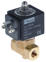 Клапан электромагнитный латунь DN 13мм присоединение 1/8" Д 40мм 3-ходов.