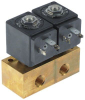 Клапан электромагнитный 230В латунь присоединение 1/4″ внутр. резьба Д 77мм 3-ходов.