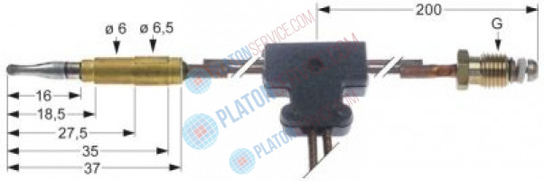 Термоэлемент M9x1 Д 750мм плоский штекер ø6,0 мм с прерывателем кабель 280 мм