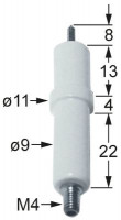 Электрод зажигания Д1  8мм для зажима присоединение M4 Д1 ø 9мм Д2 ø 11мм ДК 1 13мм