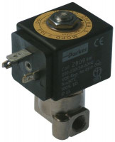 Клапан электромагнитный никелированная латунь  присоединение 1/8" Д 30мм 2-ходов.