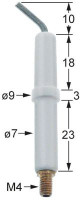 Электрод зажигания Д1  10мм Д2 5мм для зажима присоединение M4 Д1 ø 7мм Д2 ø 9мм ДК 1 18мм