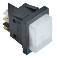 Выключатель кнопочный монтажные размеры 30x22 мм бел. 2CO 250В присоединение плоский штекер 6,3 мм
