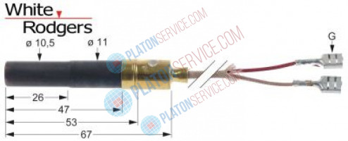 Thermopile WHITE RODGERS L 900mm probe o 11,5mm probe L 46mm connection male faston 6.3mm 1 PC