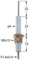 Электрод зажигания Д1  22мм M8x10 присоединение F 2,8x0,8 мм Д1 ø 6мм ДК 1 25мм