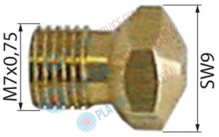 Жиклёр газовый резьба M7x0,75 мм ширина зева ключа 9 ø отверстия 0,65мм жидкий газ