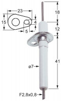 Электрод зажигания Д1  18мм с фланцем присоединение F 2,8x0,8 мм Д1 ø 7мм