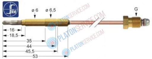 Термоэлемент M9x1 Д 850мм плоский штекер ø6,5 мм быстрозакрывающ.